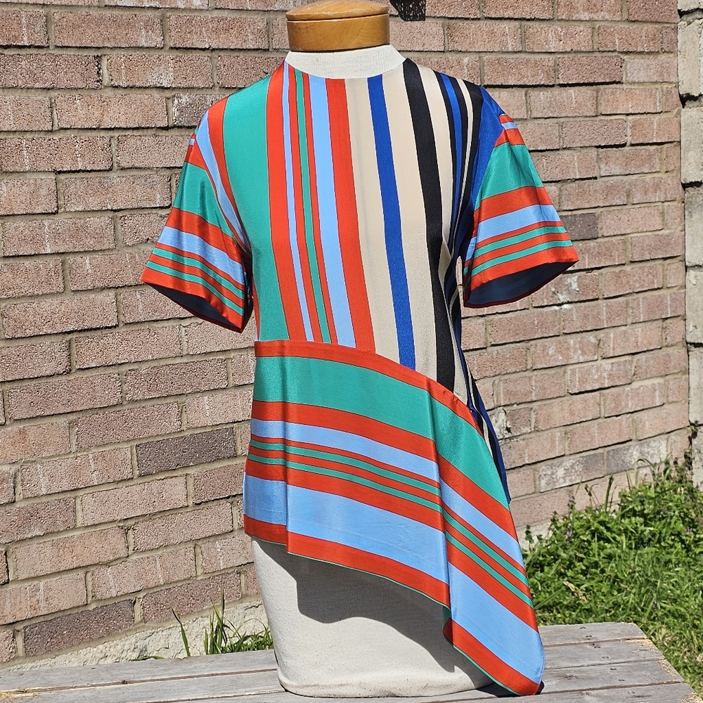 DVF striped silk asymmetrical blouse - Picture 5 of 7